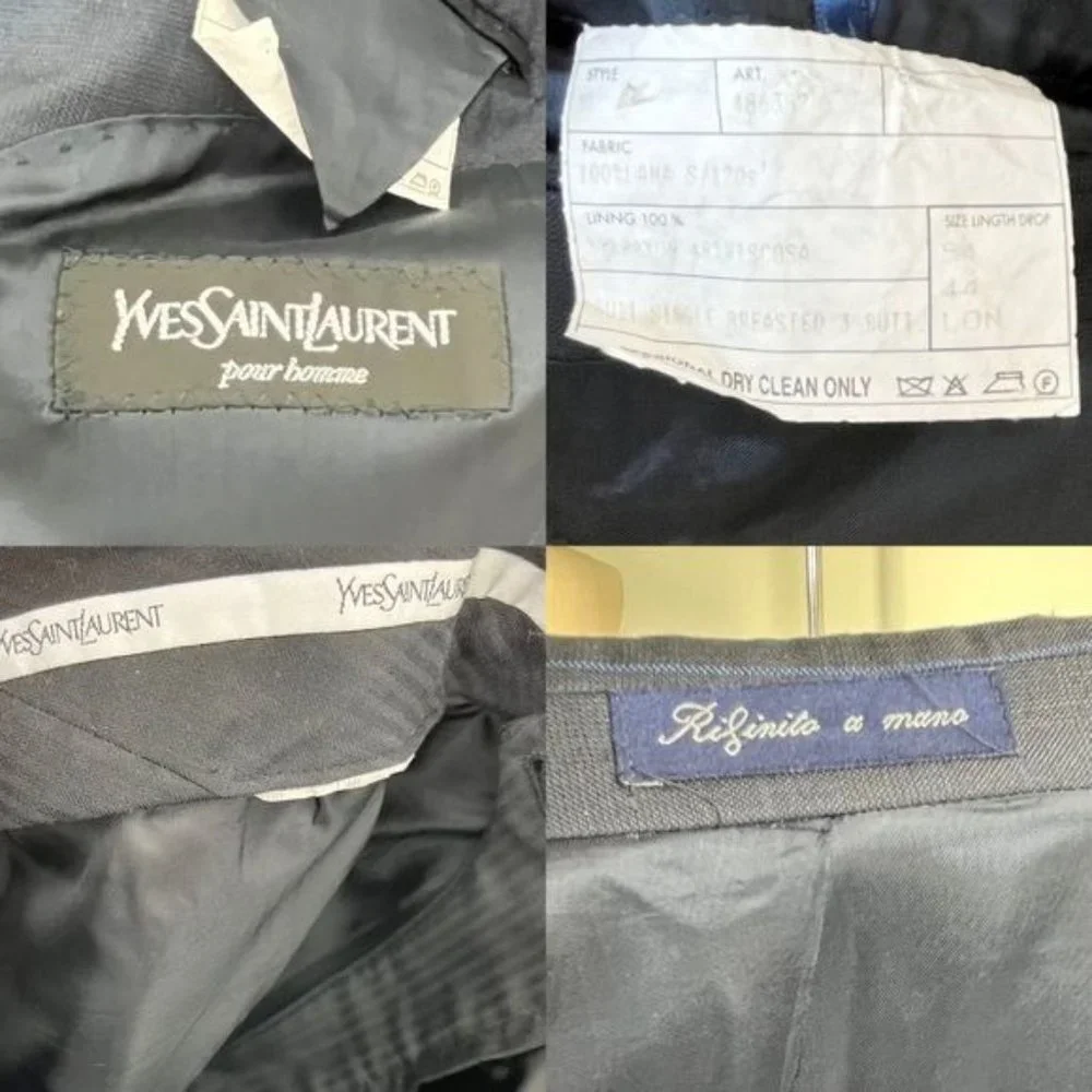 YSL Yves Saint Laurent Windowpane Wool 120s 3 Button Gridded Suit - Picture 10 of 13